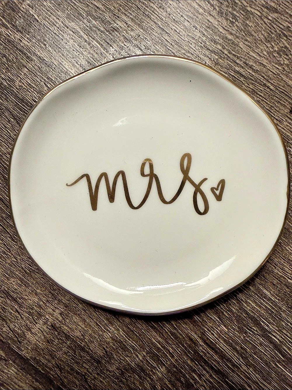 Sweetwater Decor Mrs. ring dish Ceramic Ring Dish in White Like New